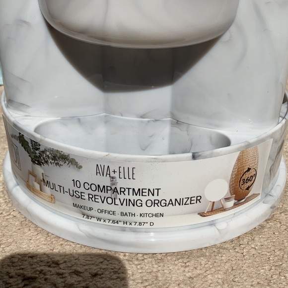 10 compartment multi use revolving organizer faux marble look - Picture 5 of 11